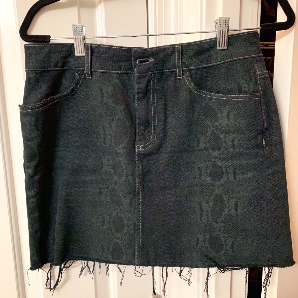 Snake Print Denim Skirt